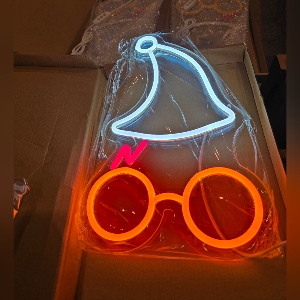 Neon Wizard Hat and Glasses Party Light LED USB, 3 Available, Price Is For 1